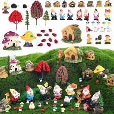 58 Pcs Miniature Garden Set Gnome Mushrooms Animals Fairy House Diorama picture