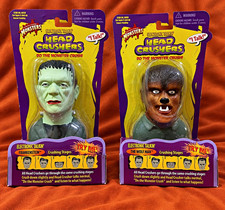 Universal Monsters Head Crushers Frankenstein Wolf Man Talking Figures Lot of 2 picture
