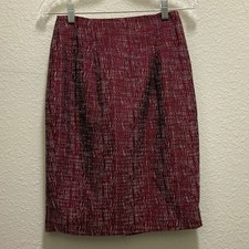 LIKE 🆕 The Limited Pencil Skirt - Textured Maroon w/ White - Midi Length picture