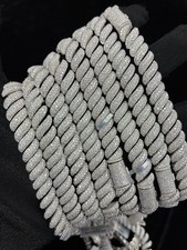 925 Moissanite 10MM San Marcos Macaroni Chain Bracelet Box Lock picture