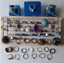 WOW Huge Lot 50 VTG to Modern Fashion Rings Avon Sarah Cov Mix Sizes Styles +NOS picture