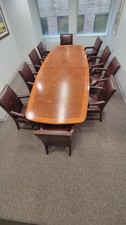Large Handcrafted Wood Triple-Pedestal Conference Table picture