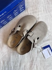  New Birkenstock Boston Suede Leather Clogs, Taupe, EU 40 picture