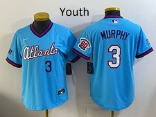 Youth MLB  Atlanta Braves #3 Dale Murphy Stitched Cool Base Jersey - Blue picture
