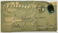 1800's H. HALLETT & CO. PUBLISHERS PRINTERS, PORTLAND MAINE COVER TO NEW YORK picture