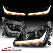 For 11-19 Peterbilt 579 587 LED Bar Signal Projector Black Headlights Pair picture