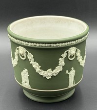 Antique 19th C. Wedgwood Japerware Sage Green Jardiniere Cache Pot England picture