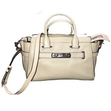 Coach Swagger 27 Pebble Leather Satchel Crossbody Handbag Chalk Off-White 87295 picture