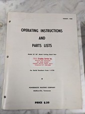 POWERMATIC OPERATOR INSTRUCTION MANUAL PARTS CATALOG MODEL 87 20” BAND SAW picture