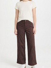 Joie Womens Chocolate Brown 100% Linen Wide Leg Seam Detail Pants Size 10 picture