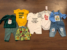 NEW WITH TAGS Baby Boy Size 12M 8 Piece Clothing Set Overalls One-Pieces Shorts picture