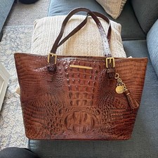 Brahmin Pecan Brown  Melbourne Croc Leather Tote Shoulder Bag  picture