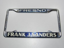 VTG Frank J. Sanders Lincoln-Merc Fresno CA Metal License Plate Frame Tag Holder picture