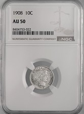 1908-P  10C BARBER SILVER DIME  