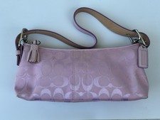Vintage COACH Hamptons Semi Demi Baguette Shoulder Bag Pink Canvas J045-6371 picture