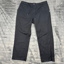 Beams Heart Trouser Mens XL Black Checkerboard Drawstring Relaxed Straight Pants picture