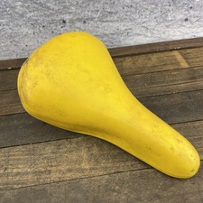 Vintage Troxel Yellow BMX Bicycle Saddle MIni Pit Seat Steel 16