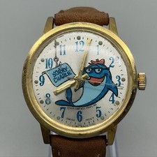 Vintage Star-Kist Charlie Tuna Mens Watch 35mm Logo Dial Leather Manual Wind picture