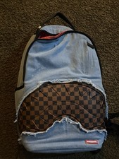 Sprayground Limited Edition Checkered Backpack Blue/Black/Brown Zip Medium picture
