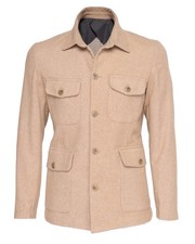 NWT EZZELINO FIELD JACKET beige cotton cashmere wool luxury Italy XS picture