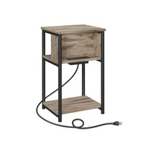 3-Tier End Table with Charging Station Chestnut Brown and Black picture