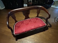 Antique Victorian Oak Hall Bench Settee. picture