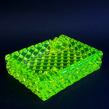 Uranium Glass Ashtray Uranium Vaseline Yellow Glass Plate Art Glass picture