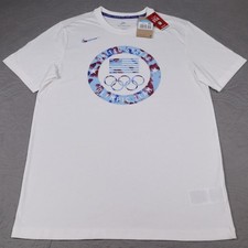New Nike USA Olympic T Shirt Men Medium White Team Rings Graphic Cotton Crewneck picture