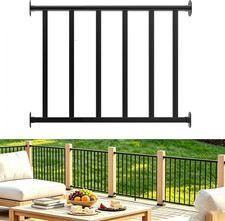 3Ft W X 36In H Level Deck Railing Kit, Textured Black AAMA2604 Powder Coat, IBC picture