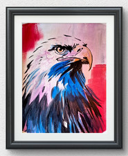 Original Expressive 11x14 Acrylic Eagle Art Signed Bold Contemporary Decor P211 picture
