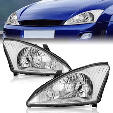 For 2000-2004 Ford Focus OE Style 2Pcs Chrome Clear Headlights Left+Right 00-04 picture