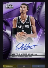 DIGITAL Topps Victor Wembanyama Purple Auto Legendary /75 Spurs Chrome Black 26 picture
