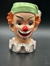 VTG - Jester CLOWN - Ceramic Planter - Creepy Eerie Scary - Pencil Jar - Nice picture