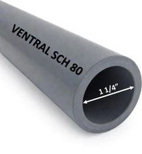 VENTRAL Schedule 80 PVC Pipe 1 1/4 Inch (1.66 OD), Grey, Cut Lengths for picture