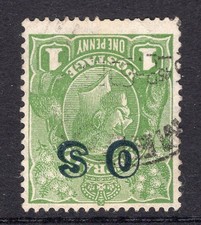Australia 1d KGV OS overprint COA w/m INVERTED ACSC 82 (OS)a CV $1750 see desc. picture