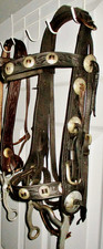 Vintage Parade Show Black leather Browband bridle-with fancy chrome star conchos picture