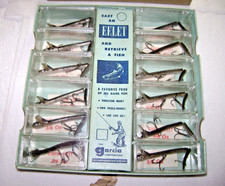 GARCIA EELET DEPOSE LURES VINTAGE DEALER BOX 12 DEPOSE FRANCE 3/8 OZ RARE FIND picture