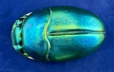 VTG Tiffany Style Iridescent Egyptian Scarab Hand Blown Glass picture