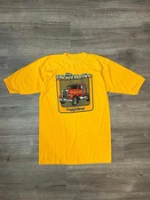 Rare Vintage 80s Graphic truck tee T-Shirt Sport-T by Stedman Yellow, Large picture