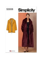 Simplicity 3008 Sz 18-26 Shawl Collar Coat Fur Wool Warm Full Length Pattern picture