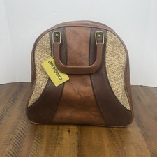Vintage Brunswick Bowling Ball Bag Brown Tan Tweed Vinyl Made in USA Retro picture