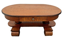 Antique Tiger Oak Oval Center Table Parlor Coffee Table Arts & Crafts Mission picture