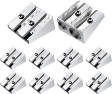 Cobee 10 Pcs Pencil Sharpener, Handheld Metal Pencil Sharpener with Double Holes picture