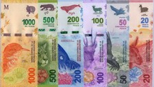 Argentina Set 6 UNC 20 50 100 200 500 1000 Pesos Mixed Year/Prefix P 361-366 NHB picture