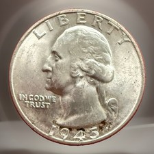 1945-P Washington Quarter  - 90% Silver US Coin - AU/BU - Fast Shipping 3157 picture