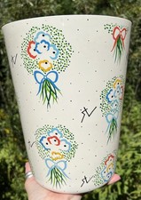 Vtg Gloria Vanderbilt Flower Power Melamine Plastic Wastebasket Seymour Mann picture