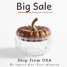 New Pottery Barn Glass Pumpkin Lidded Snack Bowl picture
