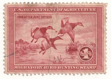 US Dept of Agriculture - Migratory Bird Hunting Stamp One Dollar RARE - Creased picture