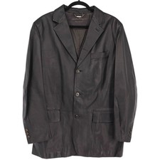Vintage Salvatore Ferragamo Men's Black Leather Jacket Made in Italy IT 48 US 38 picture