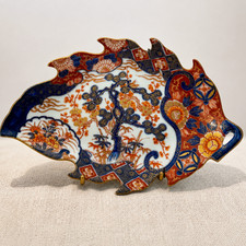 Antique Fukagawa Seiji Imari Porcelain Dish Meiji Arita Japan c1900 Gilt 23.5cm picture